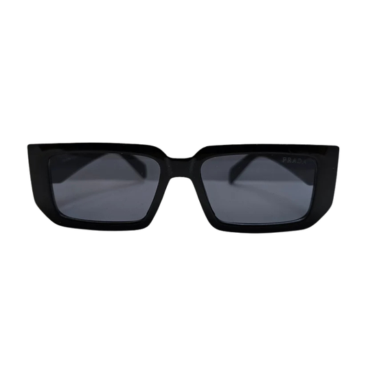 Milano Rectangular Sunglasses – Glossy Black