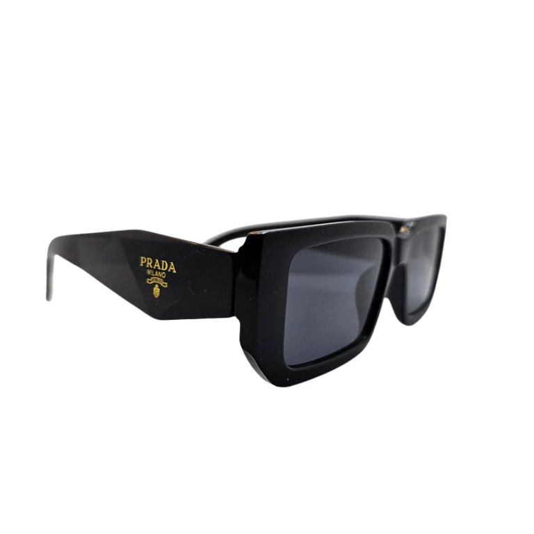 Milano Rectangular Sunglasses – Glossy Black