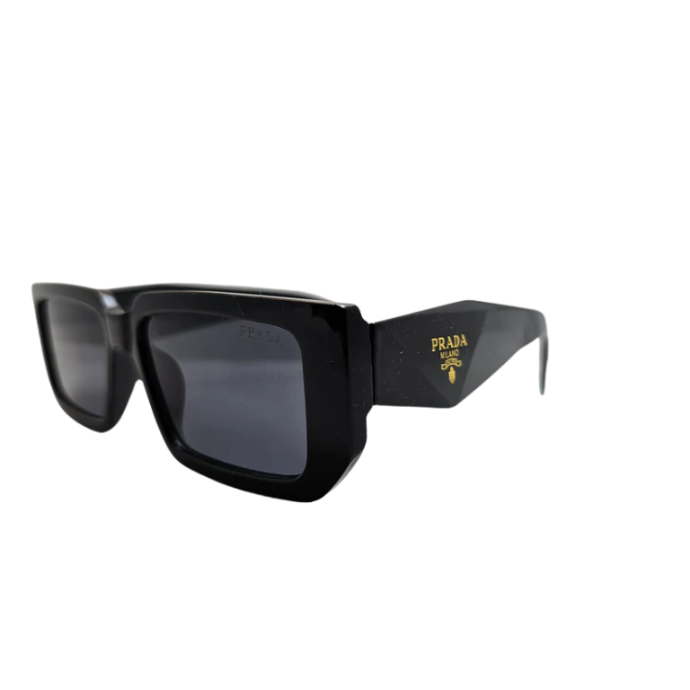 Milano Rectangular Sunglasses – Glossy Black