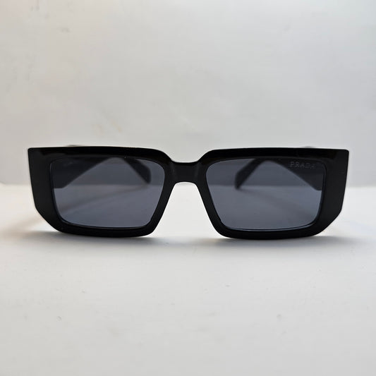 Milano Rectangular Sunglasses – Glossy Black